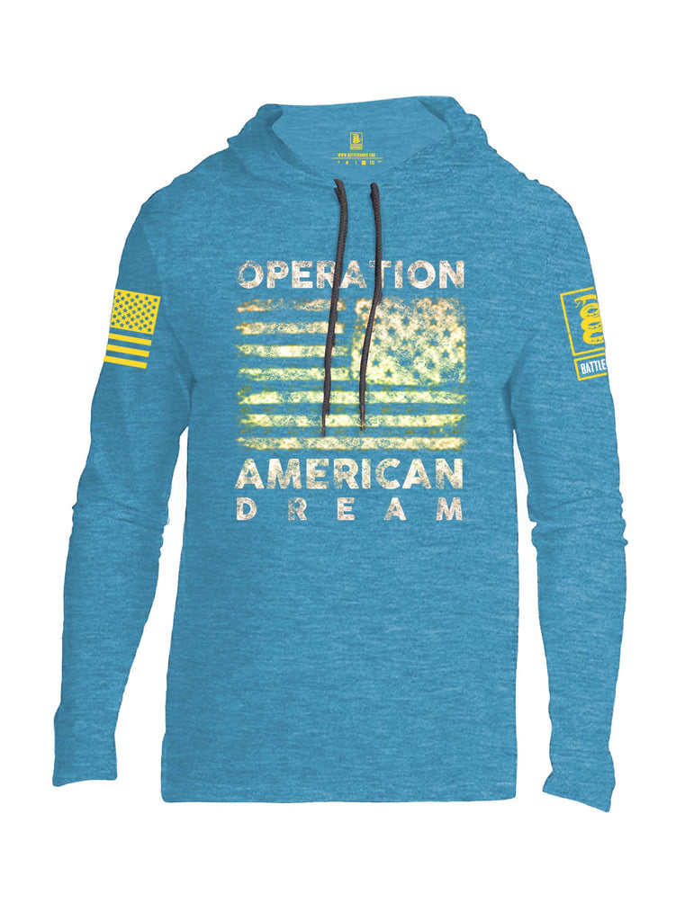 Battleraddle Operation American Dream Yellow Sleeve Print Mens Thin Cotton Lightweight Hoodie