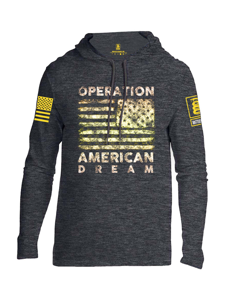 Battleraddle Operation American Dream Yellow Sleeve Print Mens Thin Cotton Lightweight Hoodie