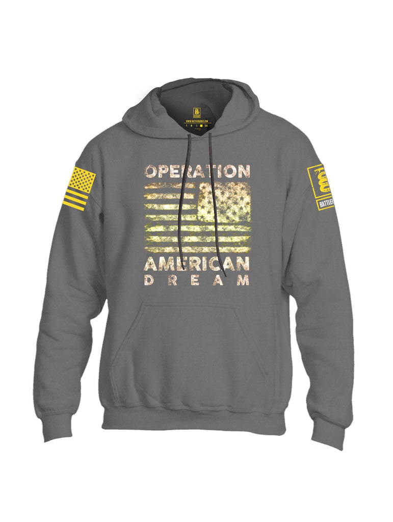 Battleraddle Operation American Dream Yellow Sleeve Print Mens Blended Hoodie With Pockets