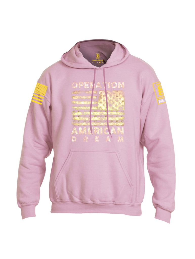 Battleraddle Operation American Dream Yellow Sleeve Print Mens Blended Hoodie With Pockets