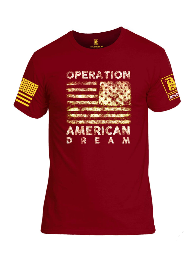 Battleraddle Operation American Dream Yellow Sleeve Print Mens Cotton Crew Neck T Shirt