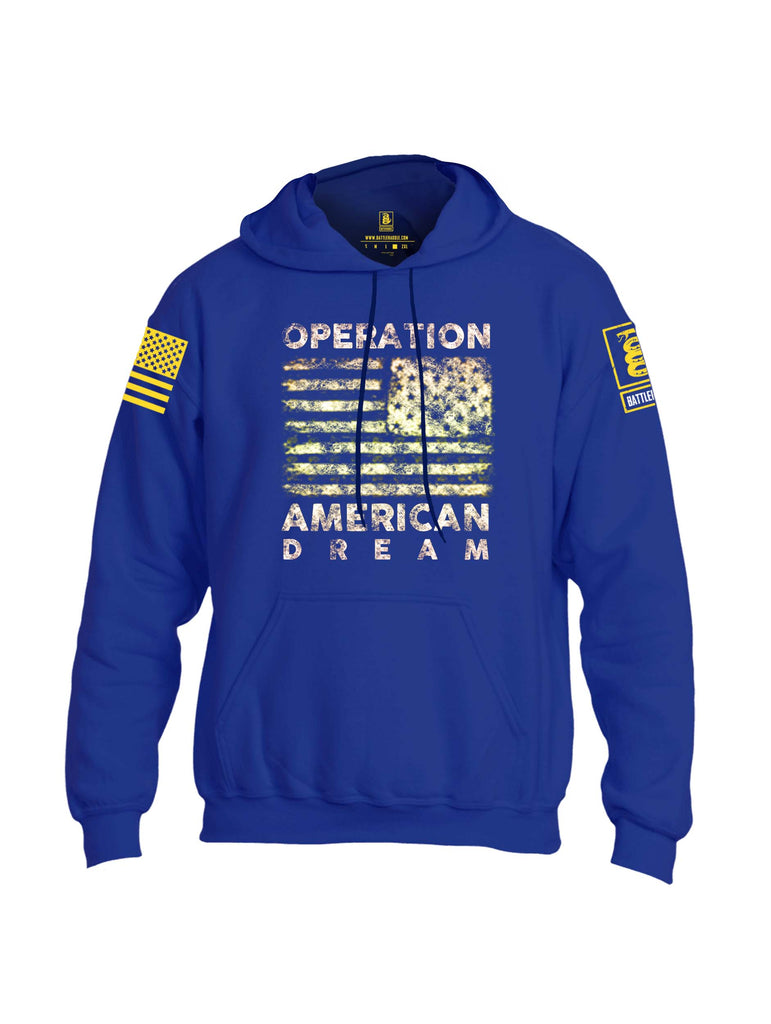 Battleraddle Operation American Dream Yellow Sleeve Print Mens Blended Hoodie With Pockets
