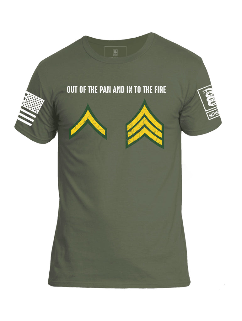 Battleraddle Out Of The Pan And In To The Fire Mens Cotton Crew Neck T Shirt
