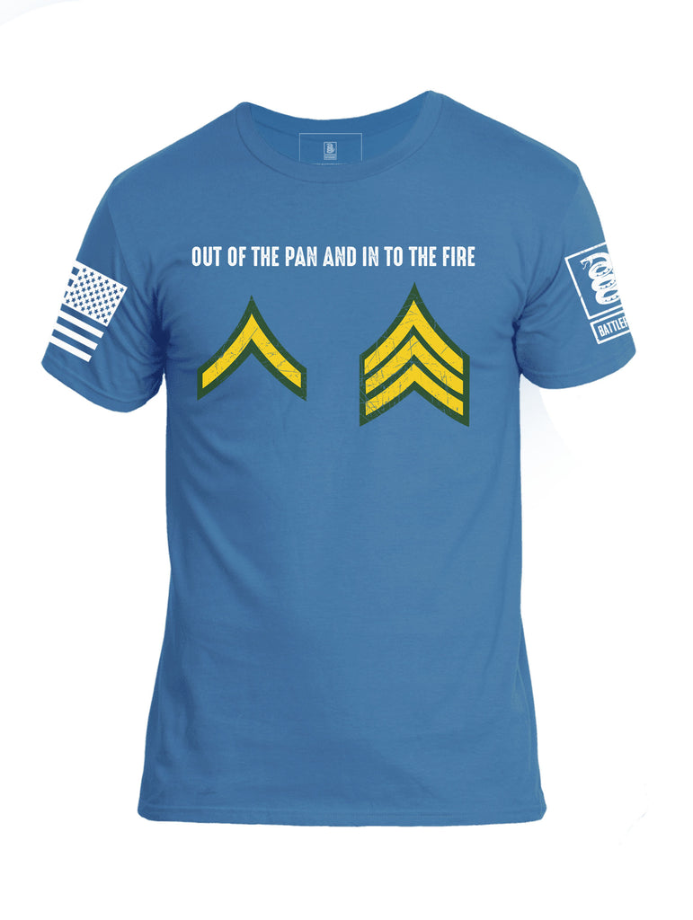 Battleraddle Out Of The Pan And In To The Fire Mens Cotton Crew Neck T Shirt