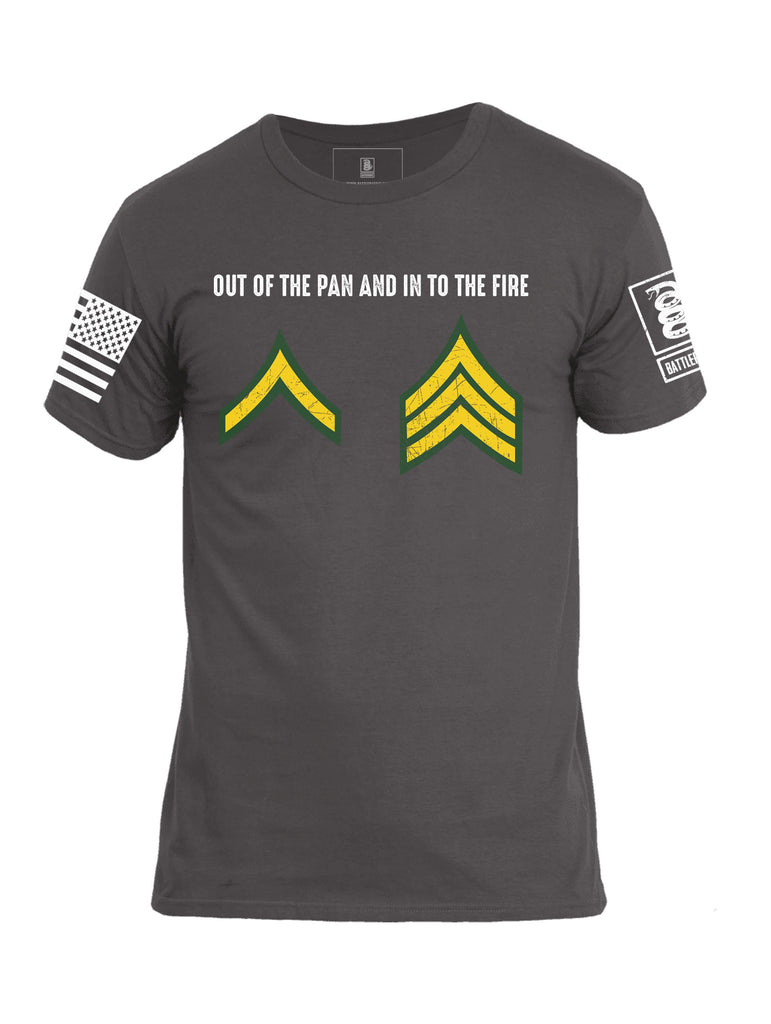 Battleraddle Out Of The Pan And In To The Fire Mens Cotton Crew Neck T Shirt
