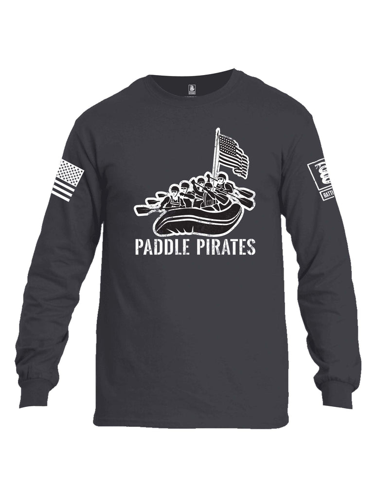 Battleraddle Paddle Pirates Grey Sleeve Print Mens Cotton Long Sleeve Crew Neck T Shirt