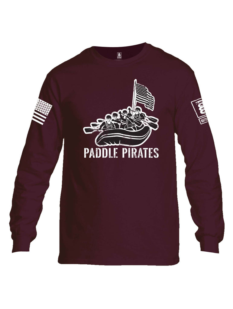 Battleraddle Paddle Pirates Grey Sleeve Print Mens Cotton Long Sleeve Crew Neck T Shirt
