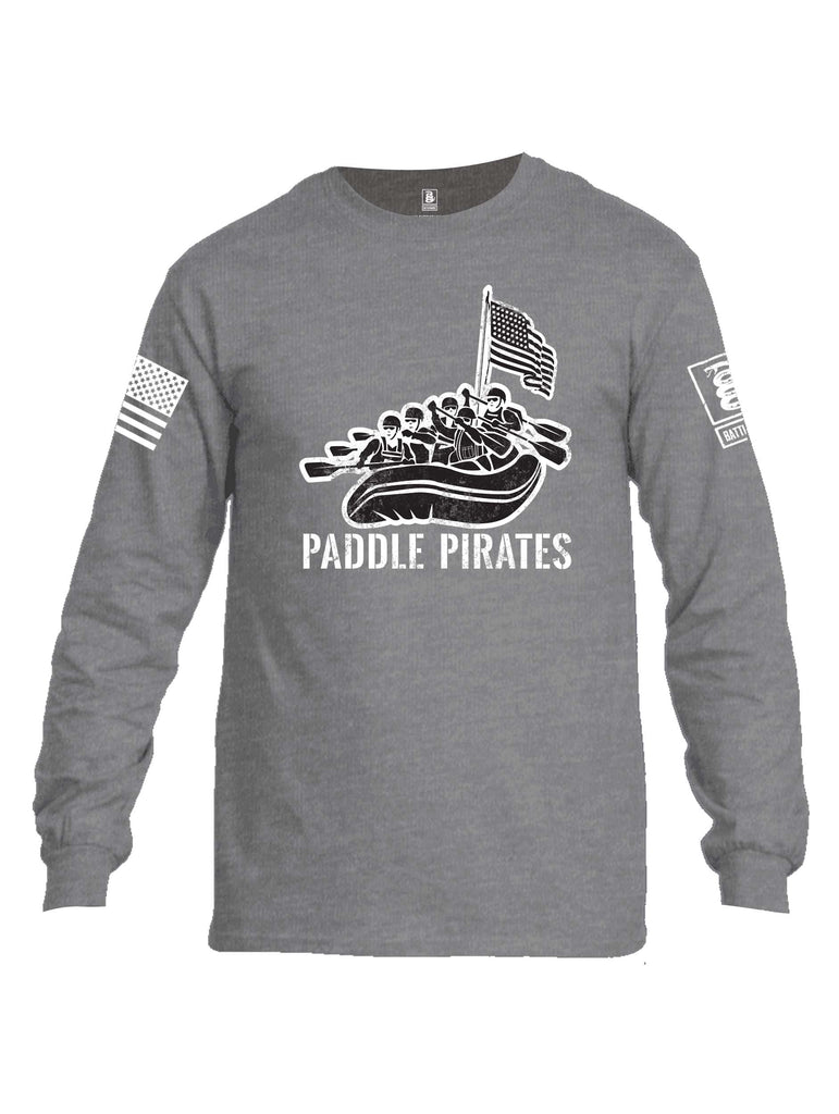 Battleraddle Paddle Pirates Grey Sleeve Print Mens Cotton Long Sleeve Crew Neck T Shirt