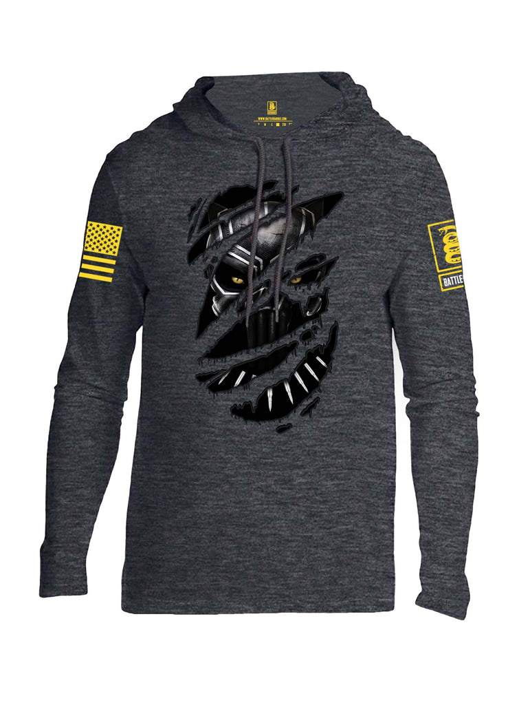 Battleraddle Panting Bullet Expounder Skull Ripped Yellow Sleeve Print Mens Thin Cotton Lightweight Hoodie
