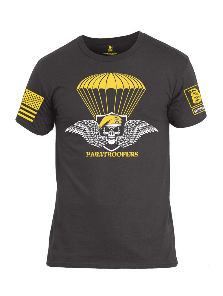 Battleraddle Paratroopers Yellow Sleeve Print Mens Cotton Crew Neck T Shirt