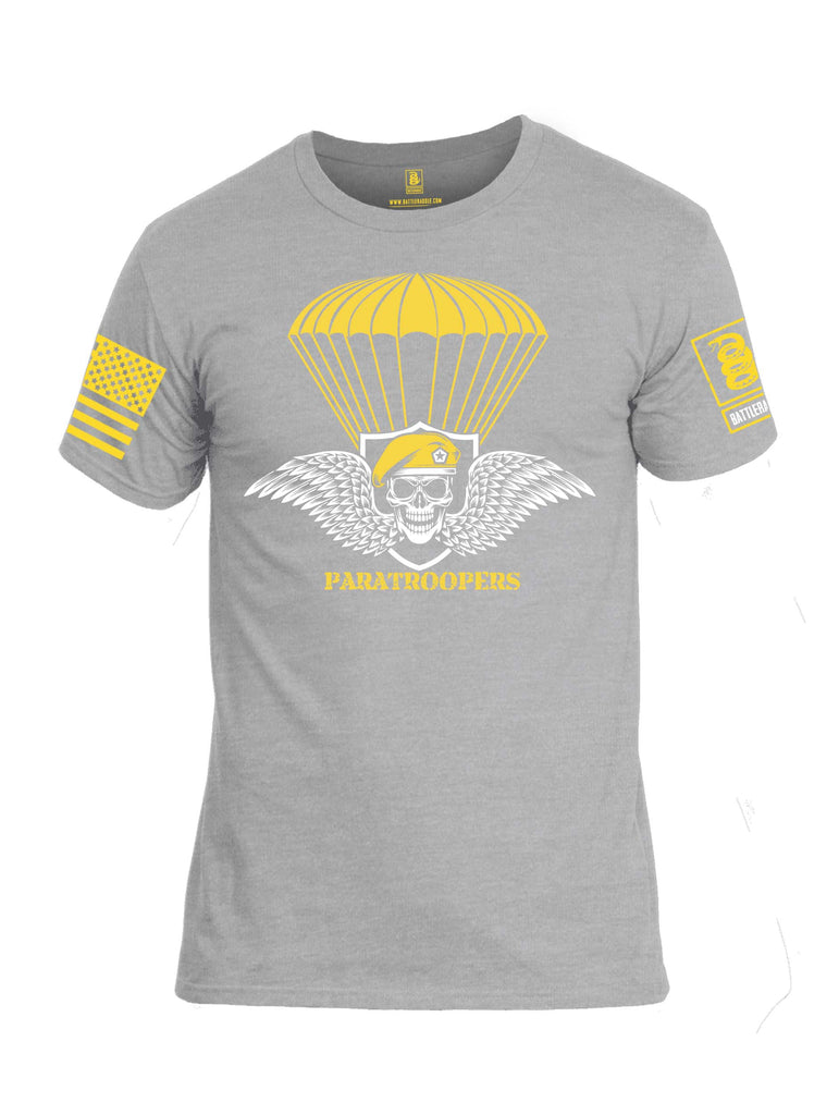 Battleraddle Paratroopers Yellow Sleeve Print Mens Cotton Crew Neck T Shirt