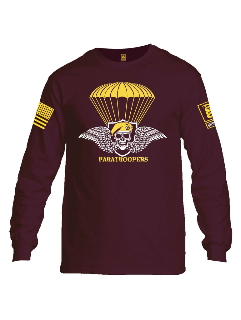 Battleraddle Paratroopers Yellow Sleeve Print Mens Cotton Long Sleeve Crew Neck T Shirt