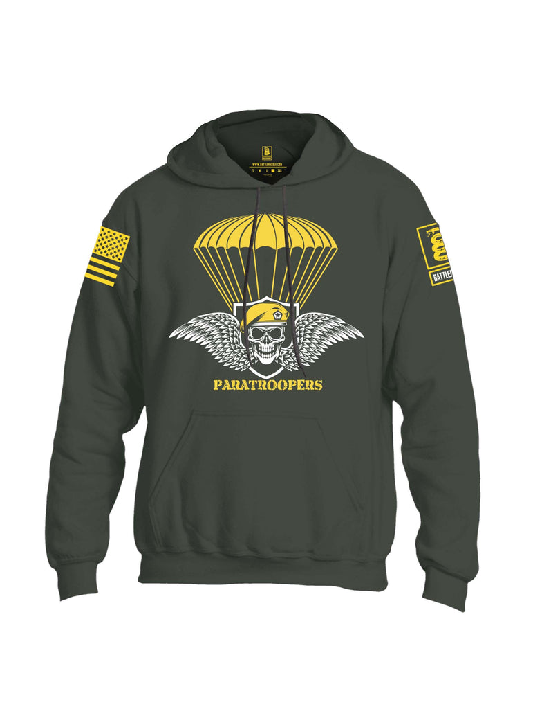 Battleraddle Paratroopers Yellow Sleeve Print Mens Blended Hoodie With Pockets