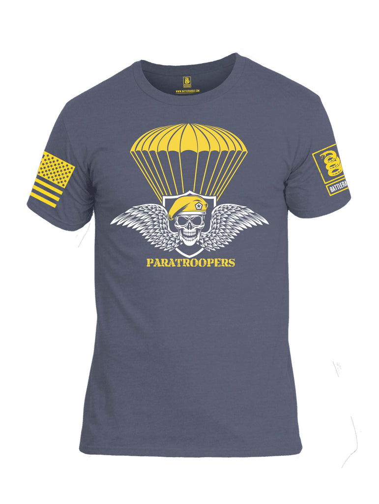 Battleraddle Paratroopers Yellow Sleeve Print Mens Cotton Crew Neck T Shirt