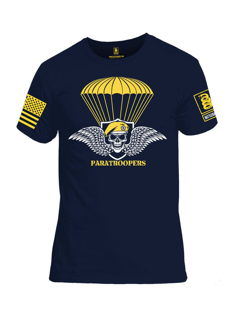 Battleraddle Paratroopers Yellow Sleeve Print Mens Cotton Crew Neck T Shirt