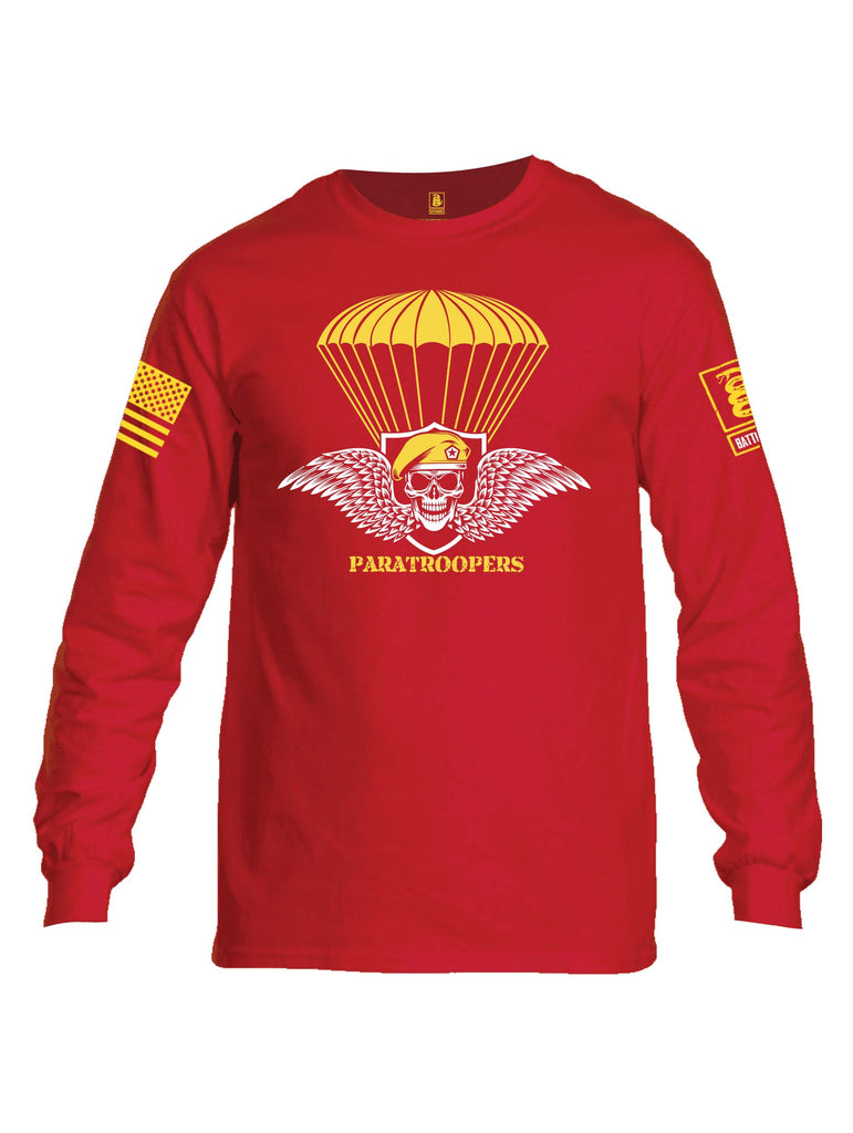 Battleraddle Paratroopers Yellow Sleeve Print Mens Cotton Long Sleeve Crew Neck T Shirt