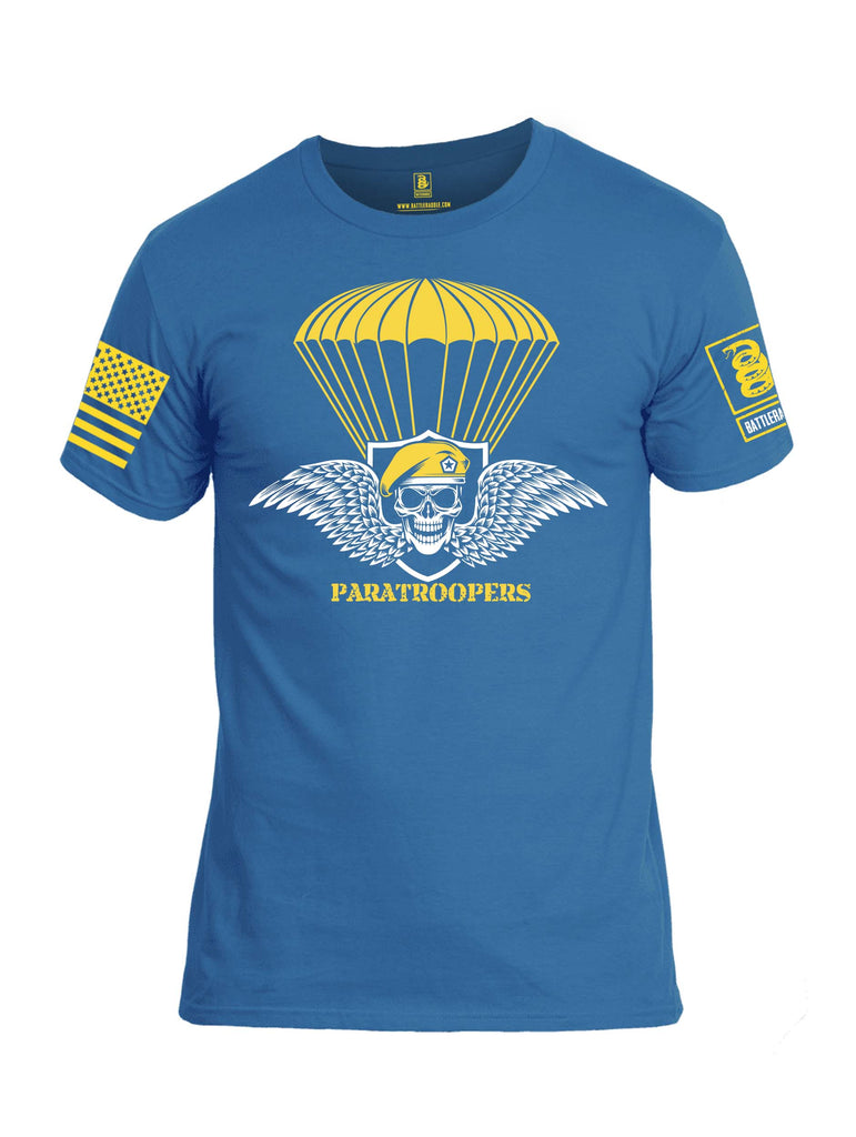 Battleraddle Paratroopers Yellow Sleeve Print Mens Cotton Crew Neck T Shirt