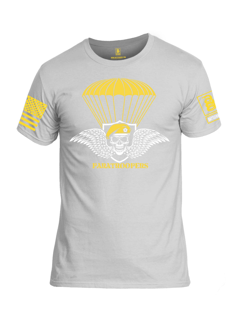 Battleraddle Paratroopers Yellow Sleeve Print Mens Cotton Crew Neck T Shirt