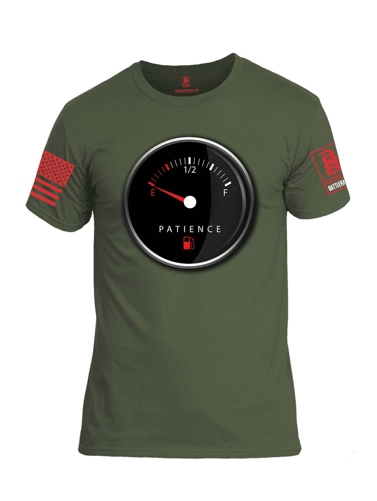 Battleraddle Patience Gauge Red Sleeve Print Mens Cotton Crew Neck T Shirt