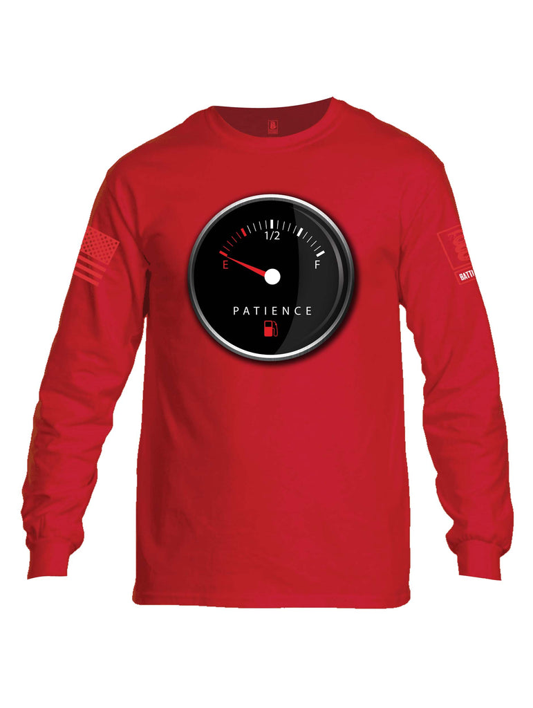 Battleraddle Patience Gauge Red Sleeve Print Mens Cotton Long Sleeve Crew Neck T Shirt