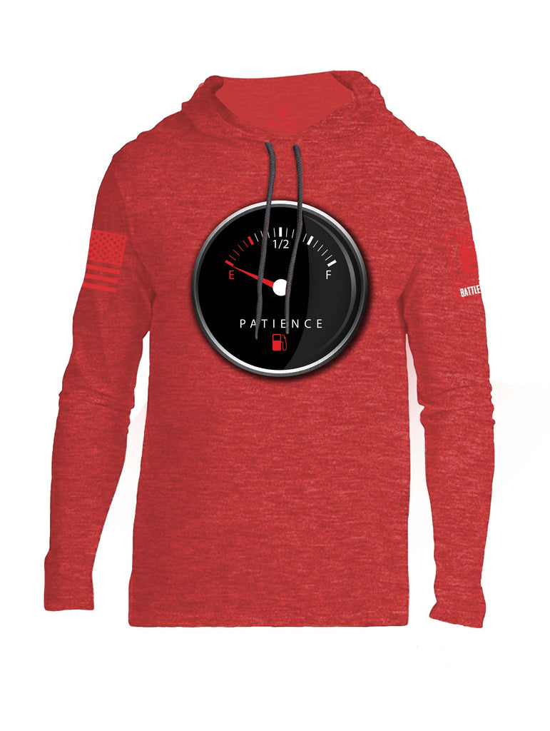 Battleraddle Patience Gauge Red Sleeve Print Mens Thin Cotton Lightweight Hoodie
