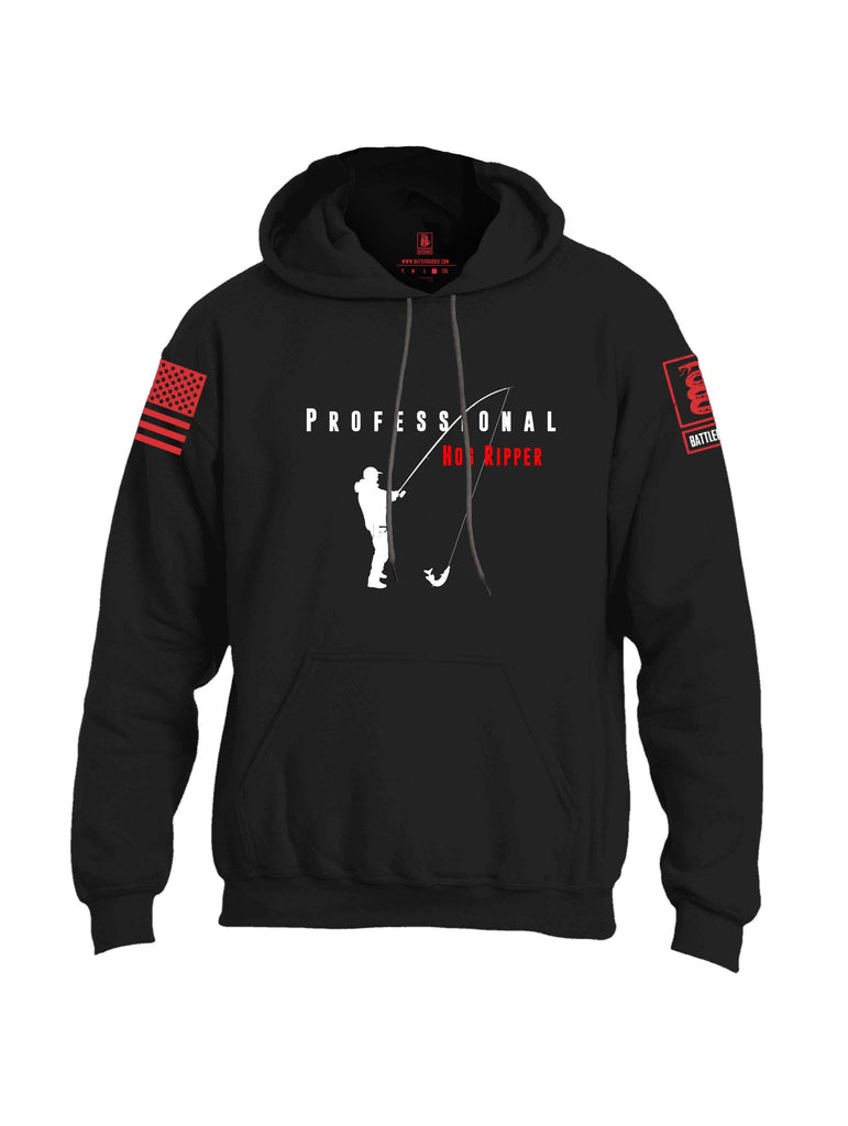 Battleraddle Professional Hog Ripper Red Sleeve Print Mens Blended Hoodie With Pockets