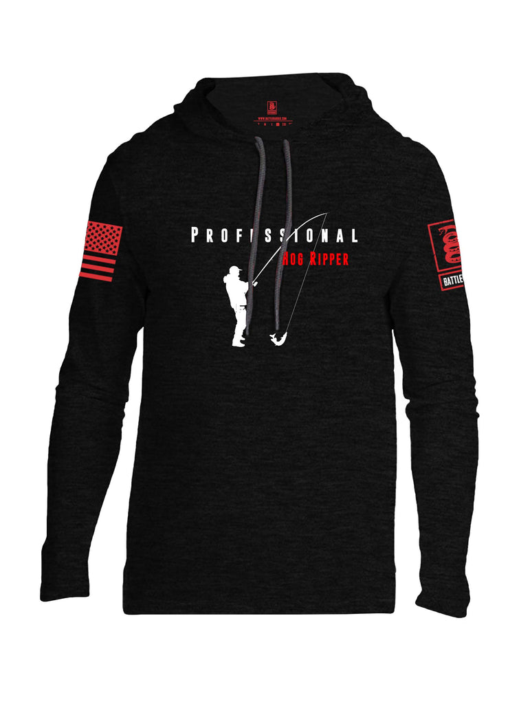 Battleraddle Professional Hog Ripper Red Sleeve Print Mens Thin Cotton Lightweight Hoodie