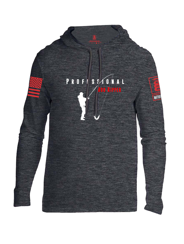 Battleraddle Professional Hog Ripper Red Sleeve Print Mens Thin Cotton Lightweight Hoodie