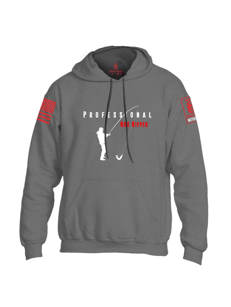 Battleraddle Professional Hog Ripper Red Sleeve Print Mens Blended Hoodie With Pockets