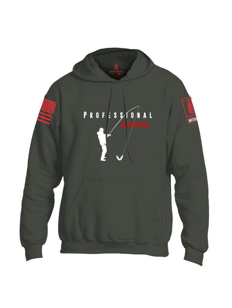 Battleraddle Professional Hog Ripper Red Sleeve Print Mens Blended Hoodie With Pockets
