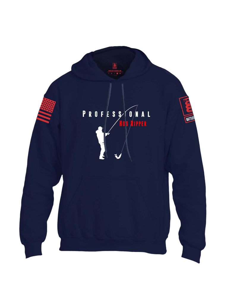 Battleraddle Professional Hog Ripper Red Sleeve Print Mens Blended Hoodie With Pockets
