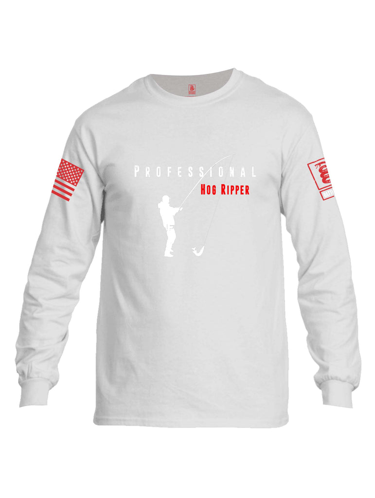 Battleraddle Professional Hog Ripper Red Sleeve Print Mens Cotton Long Sleeve Crew Neck T Shirt