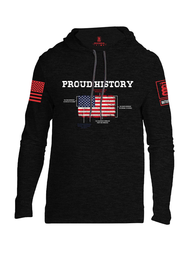 Battleraddle Proud History Red Sleeve Print Mens Thin Cotton Lightweight Hoodie