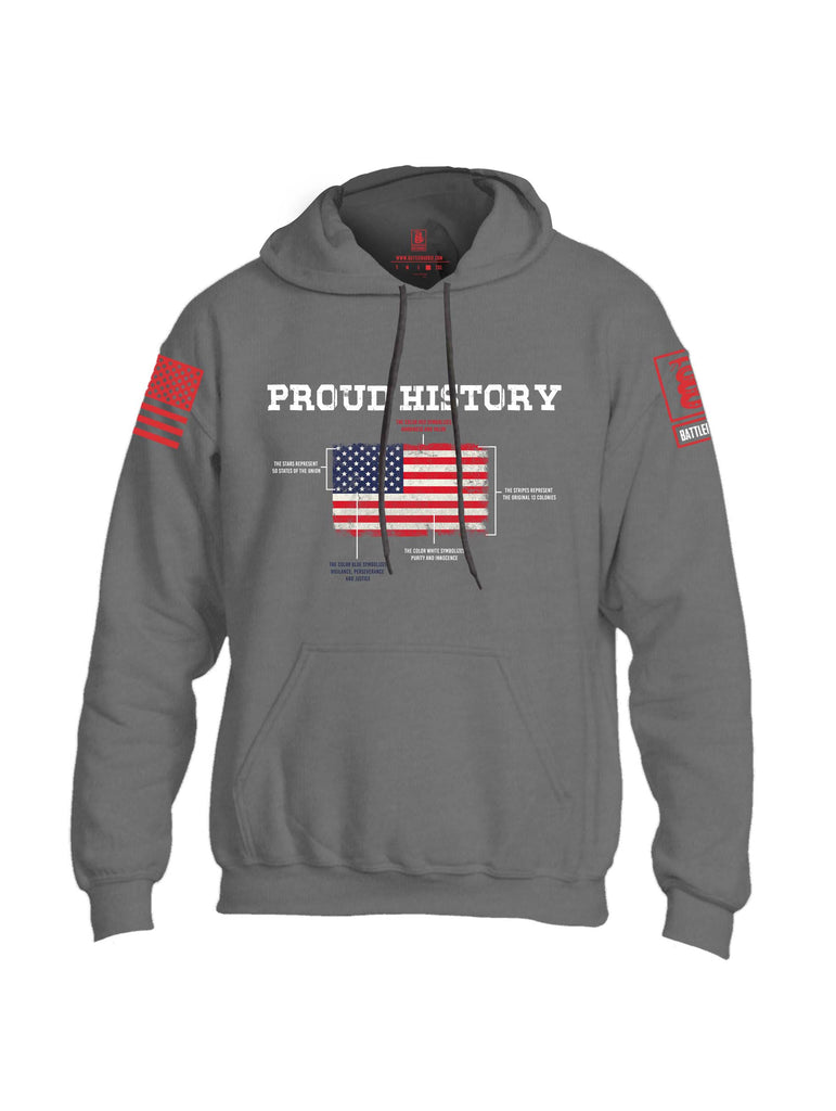 Battleraddle Proud History Red Sleeve Print Mens Blended Hoodie With Pockets