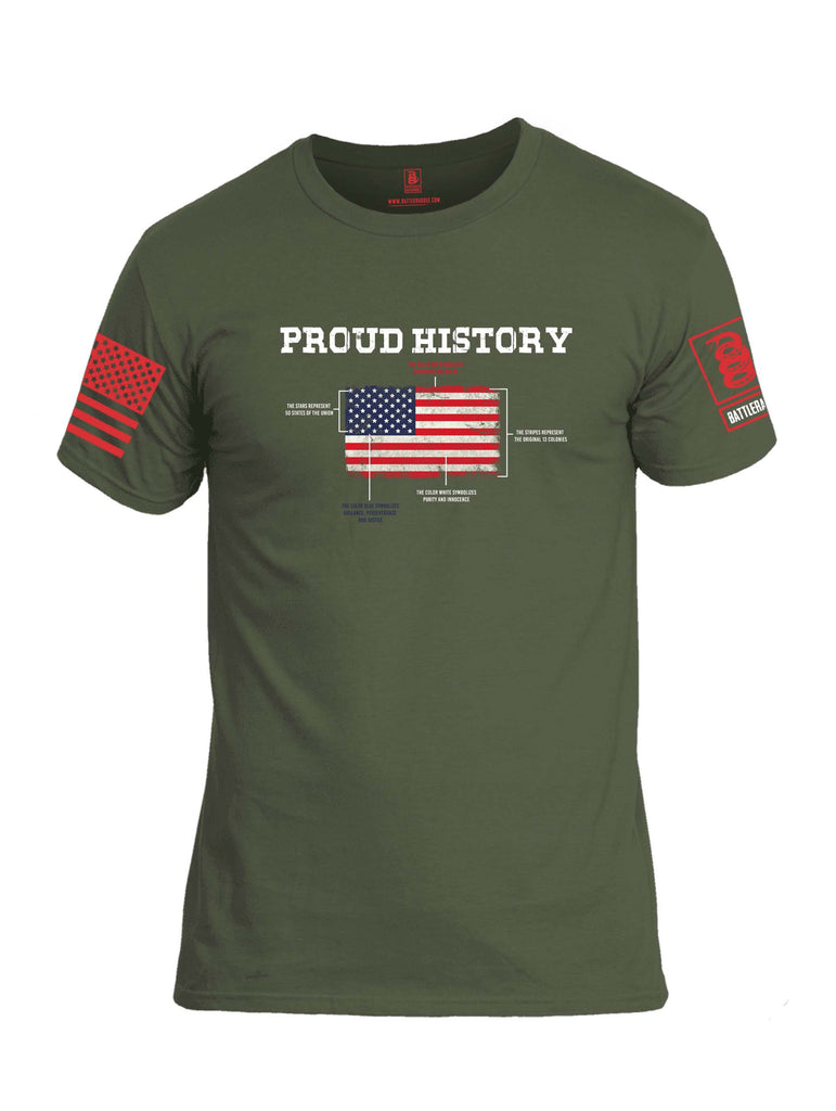 Battleraddle Proud History Red Sleeve Print Mens Cotton Crew Neck T Shirt