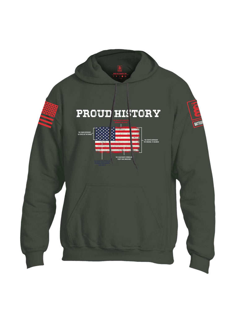 Battleraddle Proud History Red Sleeve Print Mens Blended Hoodie With Pockets
