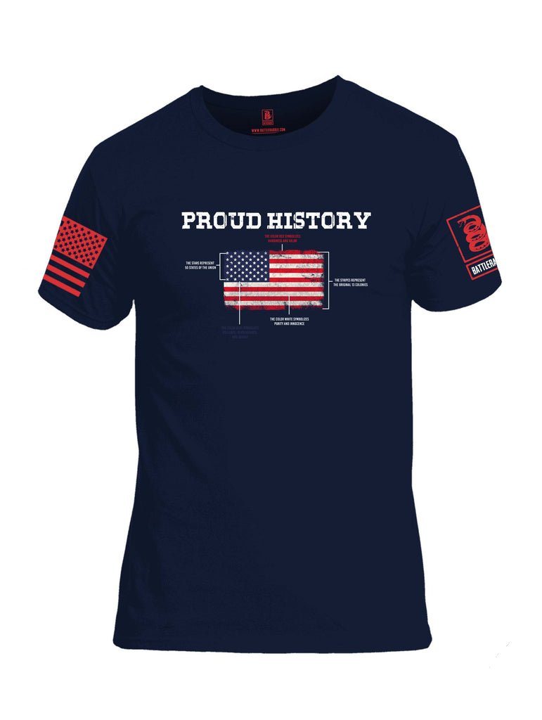 Battleraddle Proud History Red Sleeve Print Mens 100% Battlefit Polyester Crew Neck T Shirt