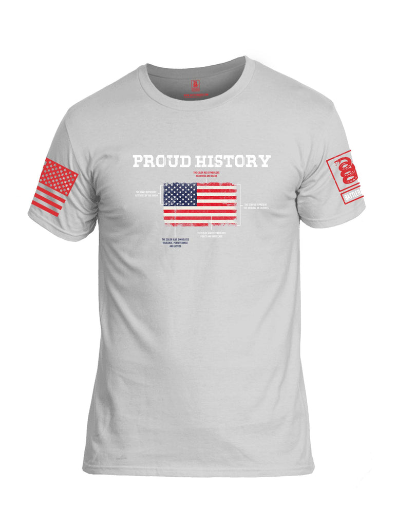 Battleraddle Proud History Red Sleeve Print Mens Cotton Crew Neck T Shirt