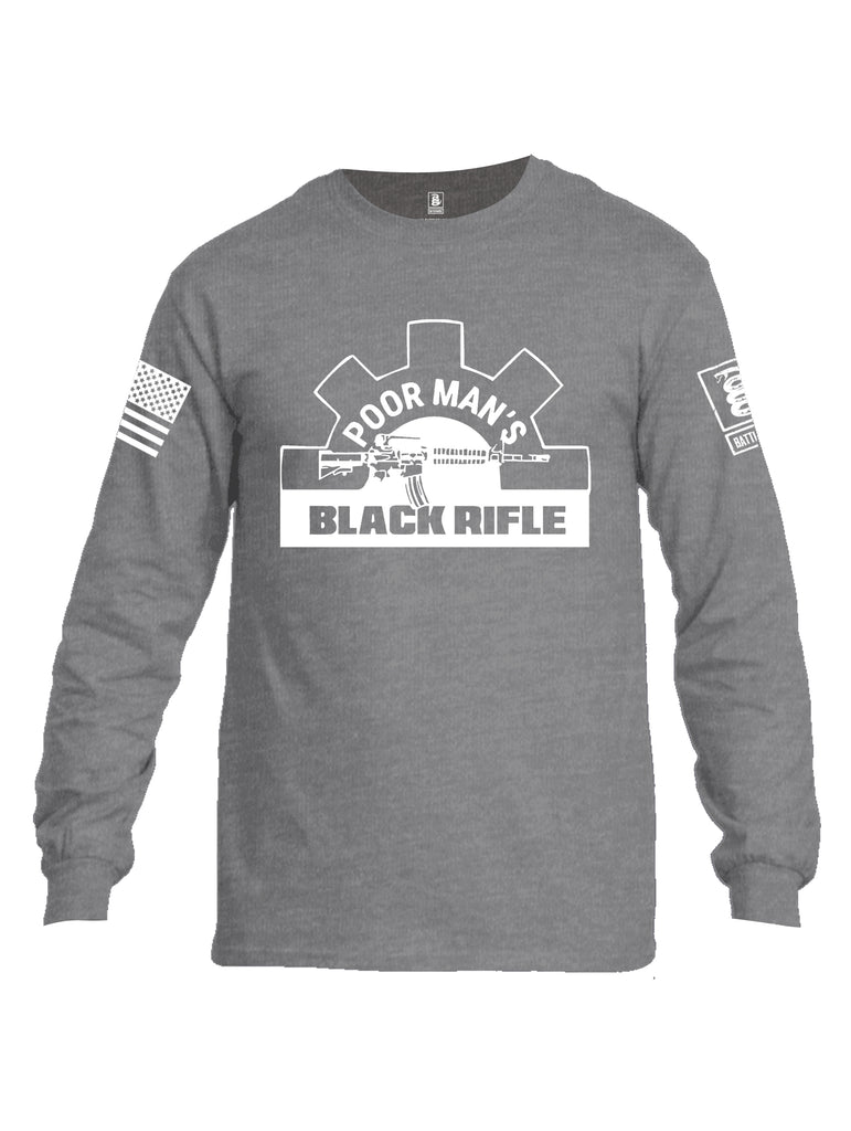 Battleraddle Poor Man's Black Rifle PMBR Join The Brotherhood White Sleeve Print Mens Cotton Long Sleeve Crew Neck T Shirt