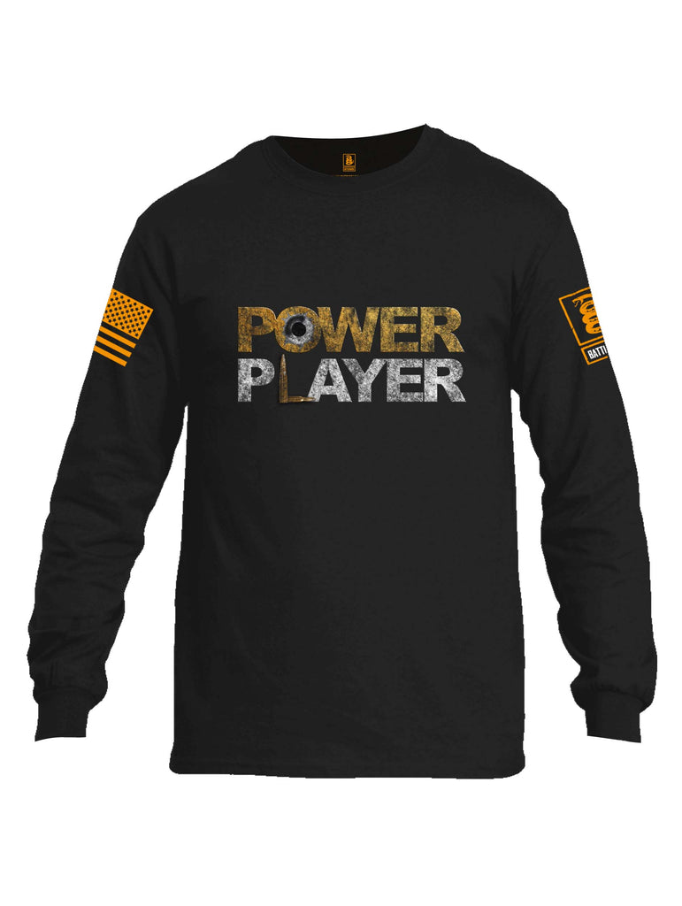 Battleraddle Power Player Orange Sleeve Print Mens Cotton Long Sleeve Crew Neck T Shirt