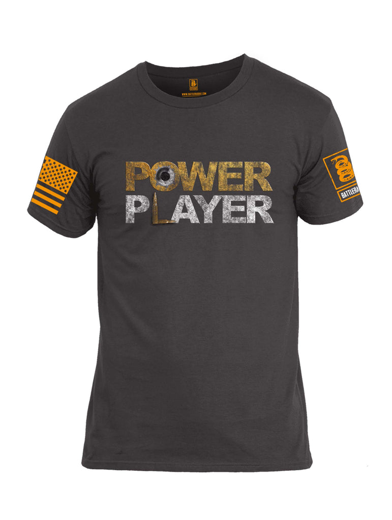 Battleraddle Power Player Orange Sleeve Print Mens Cotton Crew Neck T Shirt
