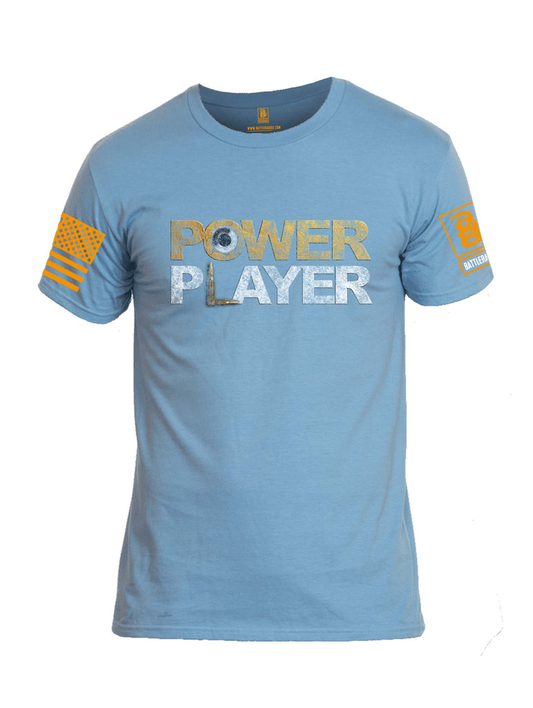 Battleraddle Power Player Orange Sleeve Print Mens Cotton Crew Neck T Shirt