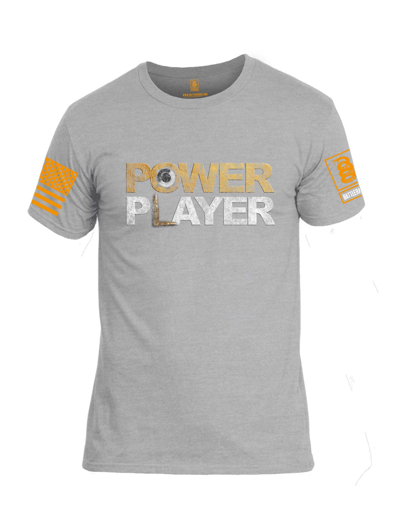 Battleraddle Power Player Orange Sleeve Print Mens Cotton Crew Neck T Shirt