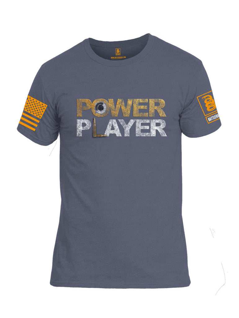 Battleraddle Power Player Orange Sleeve Print Mens Cotton Crew Neck T Shirt