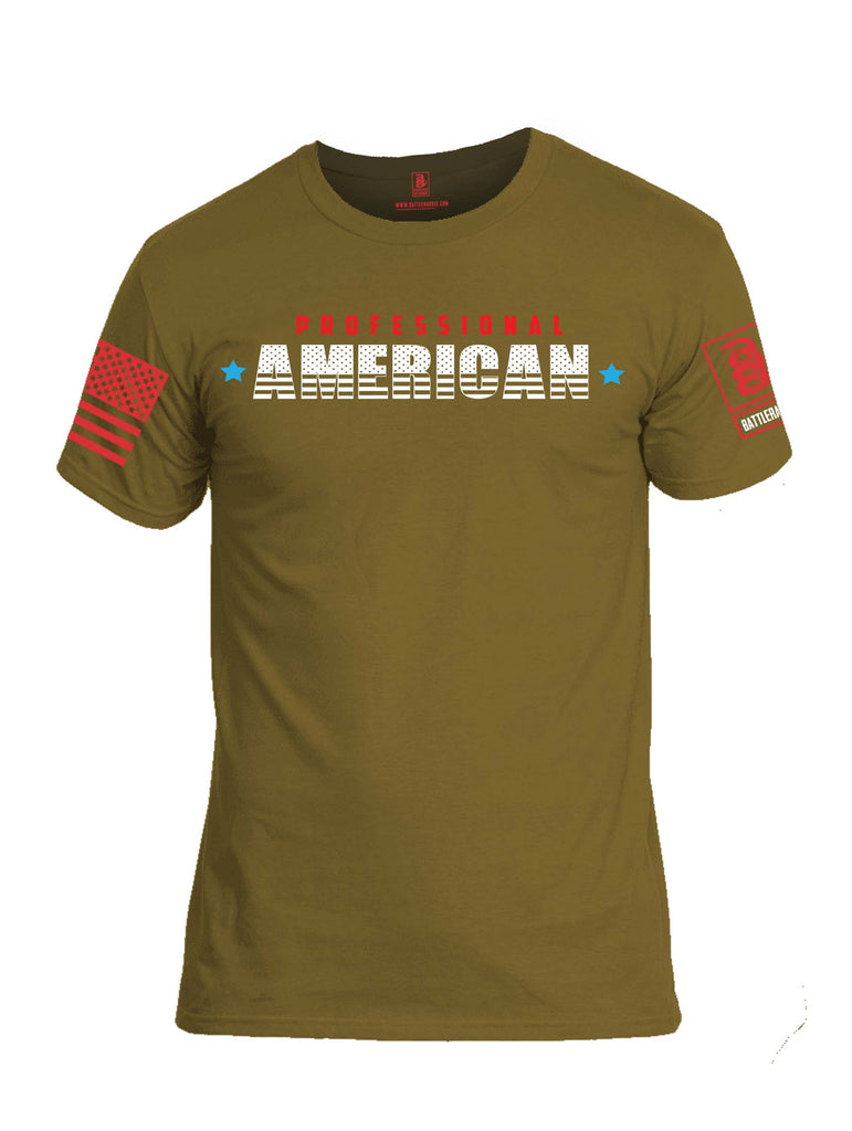 Battleraddle Professional American Red Sleeve Print Mens Cotton Crew Neck T Shirt