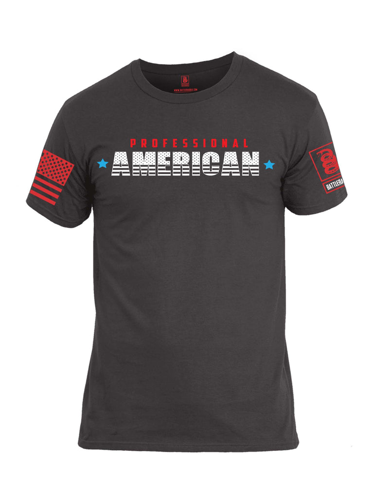 Battleraddle Professional American Red Sleeve Print Mens Cotton Crew Neck T Shirt