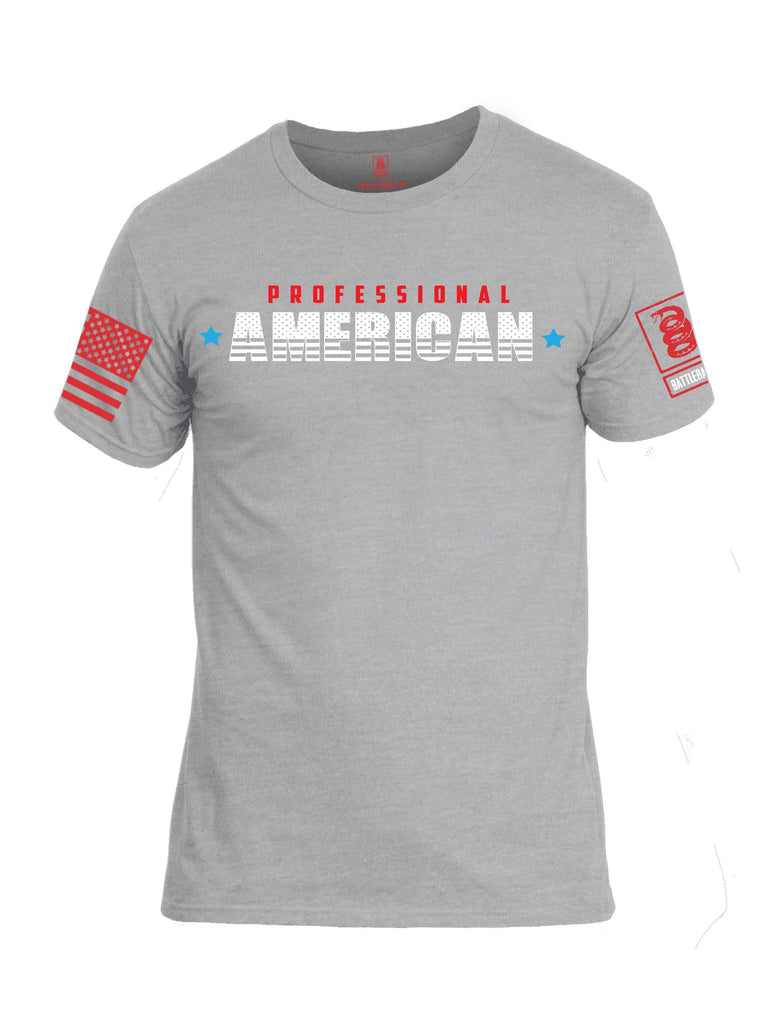 Battleraddle Professional American Red Sleeve Print Mens Cotton Crew Neck T Shirt