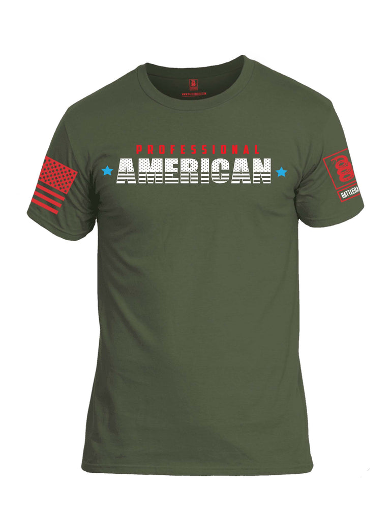 Battleraddle Professional American Red Sleeve Print Mens Cotton Crew Neck T Shirt