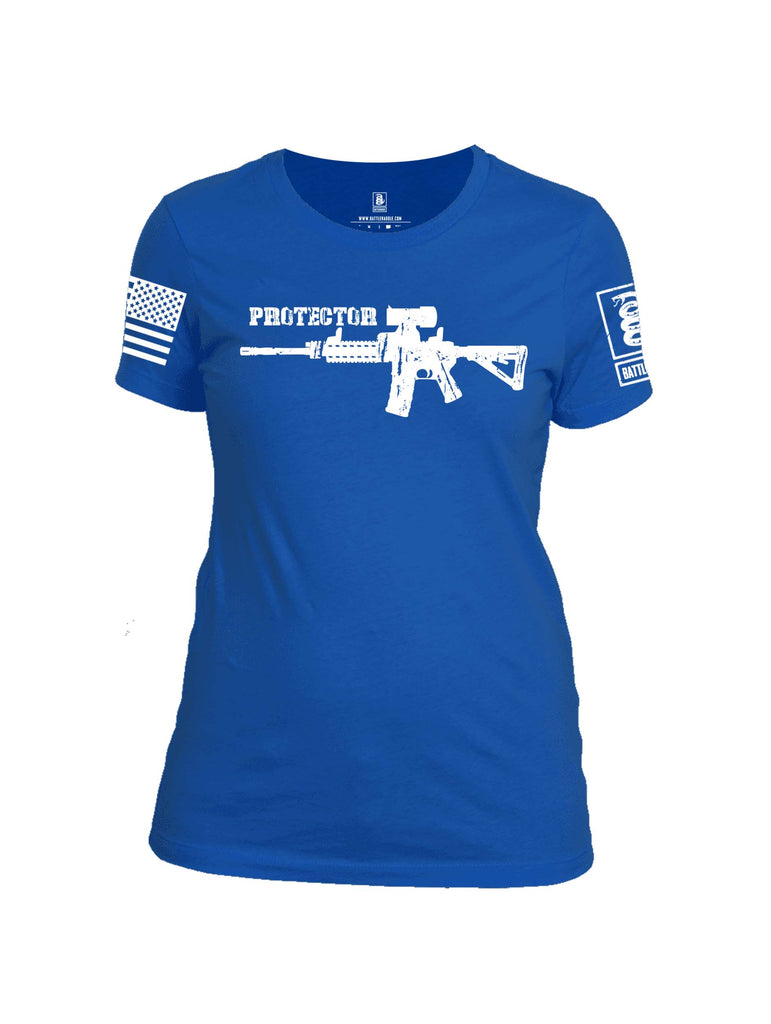 Battleraddle Protector White Sleeve Print Womens 100% Battlefit Polyester Crew Neck T Shirt