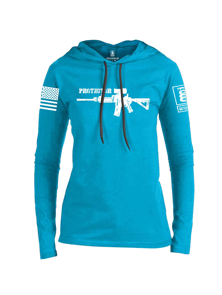 Battleraddle Protector White Sleeve Print Womens Thin Cotton Lightweight Hoodie